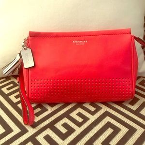 Coach Bright Coral Capacity Wristlet w/ Tassel